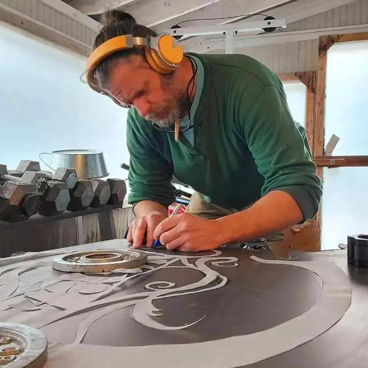 The artist in the studio